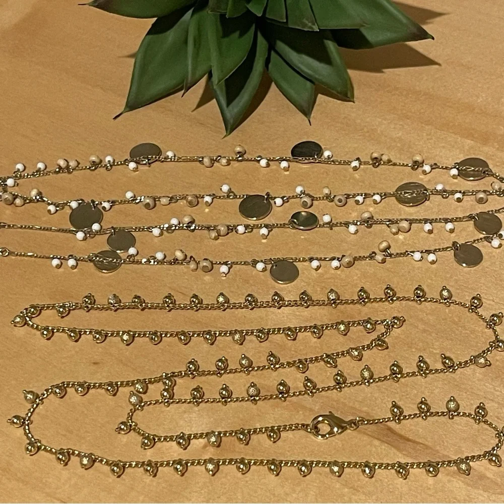 Beaded Necklaces 34” Gold Tone Slips Over Your Head - Picture 1 of 4